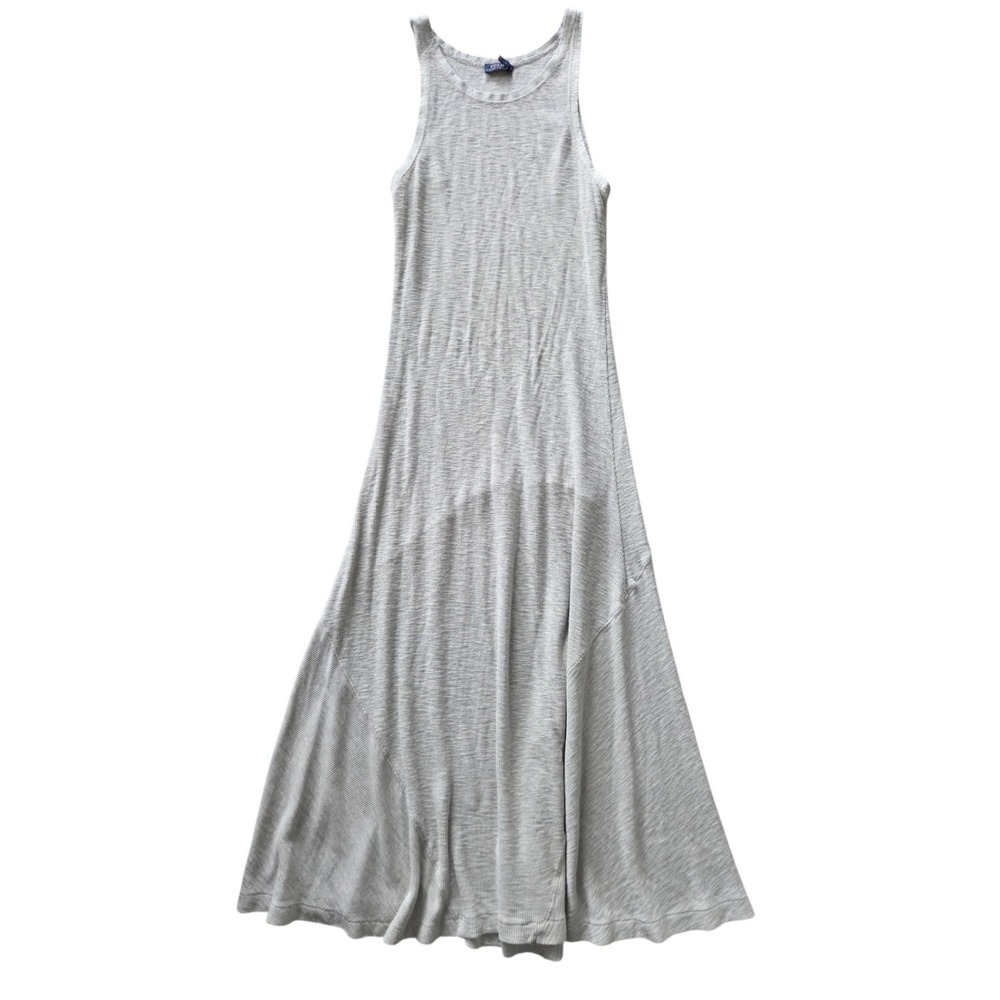 Polo Ralph Lauren Ribbed Thermal Maxi Tank Dress Heather Gray XL Cotton Coastal - Picture 2 of 7